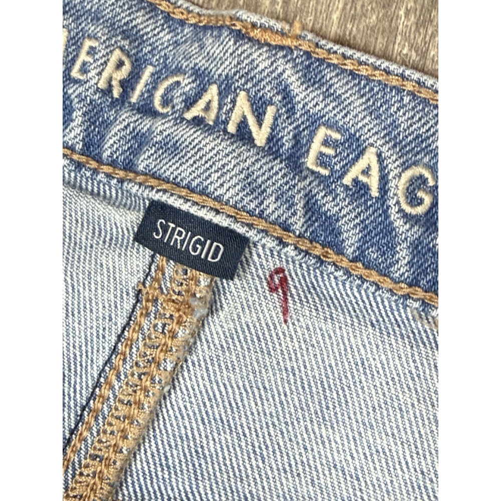 American Eagle Jeans Womens 4 Short Blue High Waist Strigid Straight Destroyed - Picture 8 of 8